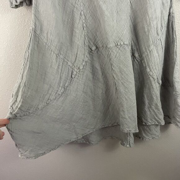 Risona By Tomo Womens Size 1 Gray Gauze Linen Lagenlook Seamed Elbow Sleeve - Picture 2 of 4